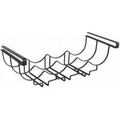 WENKO Porte Bouteille Et Porte Verre Suspendu, Range Verre Suspendu Avec Antidérapant Pour 4 Bouteilles Et 6 Verres De Vin Ou Coupes De Champagnes, Acier, 43x15,5x23 Cm, Noir