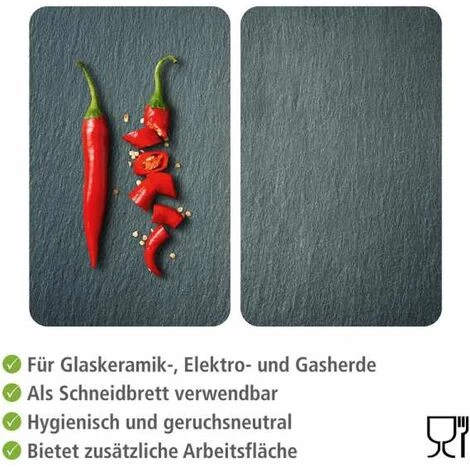 WENKO Protection Plaque De Cuisson, Couvre Plaque De Cuisson En Verre "Cayenne", Lot De 2, Verre Trempé, 30x52 Cm, Multicolore 5 WENKO Protection Plaque De Cuisson, Couvre Plaque De Cuisson En Verre "Cayenne", Lot De 2, Verre Trempé, 30x52 Cm, Multicolore – Image 3