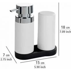 WENKO Station De Lavage Easy-Squeeze, Distributeur Liquide Vaisselle Et Distributeur Savon Liquide, Capacité 250 Ml, Plastique - Silicone, 15x18x7 Cm, Blanc 11 WENKO Station De Lavage Easy-Squeeze, Distributeur Liquide Vaisselle Et Distributeur Savon Liquide, Capacité 250 Ml, Plastique - Silicone, 15x18x7 Cm, Blanc -WENKO Soldes 16527885 5