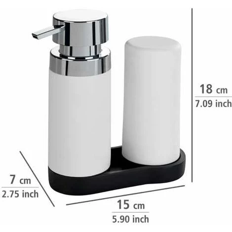 WENKO Station De Lavage Easy-Squeeze, Distributeur Liquide Vaisselle Et Distributeur Savon Liquide, Capacité 250 Ml, Plastique - Silicone, 15x18x7 Cm, Blanc 7 WENKO Station De Lavage Easy-Squeeze, Distributeur Liquide Vaisselle Et Distributeur Savon Liquide, Capacité 250 Ml, Plastique - Silicone, 15x18x7 Cm, Blanc – Image 5