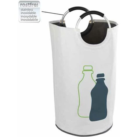WENKO Collecteur De Bouteille Jumbo, Panier Poubelle Verre Avec Poignée Pour Le Transport, Capacité 69L, Polyester - Aluminium, 38 X 72 Cm, Multicolore 4 WENKO Collecteur De Bouteille Jumbo, Panier Poubelle Verre Avec Poignée Pour Le Transport, Capacité 69L, Polyester - Aluminium, 38 X 72 Cm, Multicolore – Image 2