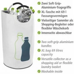 WENKO Collecteur De Bouteille Jumbo, Panier Poubelle Verre Avec Poignée Pour Le Transport, Capacité 69L, Polyester - Aluminium, 38 X 72 Cm, Multicolore 10 WENKO Collecteur De Bouteille Jumbo, Panier Poubelle Verre Avec Poignée Pour Le Transport, Capacité 69L, Polyester - Aluminium, 38 X 72 Cm, Multicolore -WENKO Soldes 16527934 4