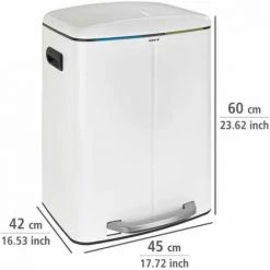 WENKO Poubelle Cuisine Double Primo, Poubelle Tri Sélectif, Poubelle à Pédale Avec Deux Compartiments, Frein De Chute "easy Close", 2x20L, Acier Inox, 45x60x42 Cm, Blanc 10 WENKO Poubelle Cuisine Double Primo, Poubelle Tri Sélectif, Poubelle à Pédale Avec Deux Compartiments, Frein De Chute "easy Close", 2x20L, Acier Inox, 45x60x42 Cm, Blanc -WENKO Soldes 16527947 5