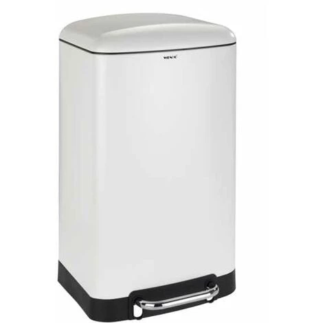 WENKO Poubelle 30L Studio, Poubelle Cuisine à Pédale Avec Frein De Chute "Easy Close", Acier - Plastique, 34x61x32,5 Cm, Blanc - Noir 3 WENKO Poubelle 30L Studio, Poubelle Cuisine à Pédale Avec Frein De Chute "Easy Close", Acier - Plastique, 34x61x32,5 Cm, Blanc - Noir