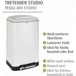 WENKO Poubelle 30L Studio, Poubelle Cuisine à Pédale Avec Frein De Chute "Easy Close", Acier - Plastique, 34x61x32,5 Cm, Blanc - Noir 9 WENKO Poubelle 30L Studio, Poubelle Cuisine à Pédale Avec Frein De Chute "Easy Close", Acier - Plastique, 34x61x32,5 Cm, Blanc - Noir -WENKO Soldes 16527950 3