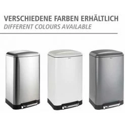 WENKO Poubelle 30L Studio, Poubelle Cuisine à Pédale Avec Frein De Chute "Easy Close", Acier - Plastique, 34x61x32,5 Cm, Gris - Noir -WENKO Soldes 16527954 5