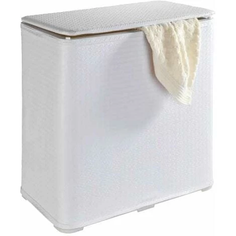 WENKO Panier à Linge Wanda, Coffre à Linge Avec Un Grand Compartiment, Capacité 65L, Plastique, 49x50x27 Cm, Blanc 4 WENKO Panier à Linge Wanda, Coffre à Linge Avec Un Grand Compartiment, Capacité 65L, Plastique, 49x50x27 Cm, Blanc – Image 2