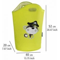 WENKO Panier à Linge Enfant Anton, Corbeille A Linge Enfant, Capacité 24L Avec Poignée De Transport, Polyester, 40x52x20 Cm, Vert -WENKO Soldes 16527996 3