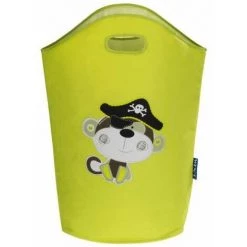WENKO Panier à Linge Enfant Anton, Corbeille A Linge Enfant, Capacité 24L Avec Poignée De Transport, Polyester, 40x52x20 Cm, Vert -WENKO Soldes 16527996 5
