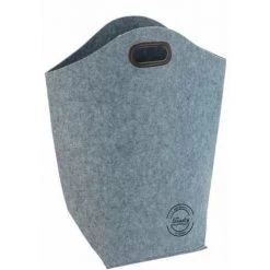 WENKO Panier à Linge Et Panier De Rangement En Feutre, Panier à Linge Sale Avec Poignée De Transport, Capacité 42L, Polyester, 45x60x25 Cm, Gris