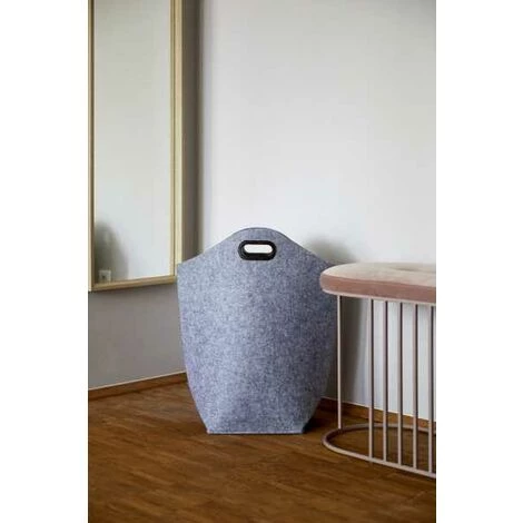 WENKO Panier à Linge Et Panier De Rangement En Feutre, Panier à Linge Sale Avec Poignée De Transport, Capacité 42L, Polyester, 45x60x25 Cm, Gris 6 WENKO Panier à Linge Et Panier De Rangement En Feutre, Panier à Linge Sale Avec Poignée De Transport, Capacité 42L, Polyester, 45x60x25 Cm, Gris – Image 4