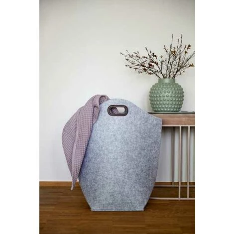 WENKO Panier à Linge Et Panier De Rangement En Feutre, Panier à Linge Sale Avec Poignée De Transport, Capacité 42L, Polyester, 45x60x25 Cm, Gris 7 WENKO Panier à Linge Et Panier De Rangement En Feutre, Panier à Linge Sale Avec Poignée De Transport, Capacité 42L, Polyester, 45x60x25 Cm, Gris – Image 5