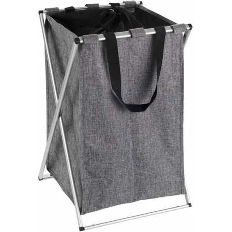 WENKO Panier à Linge Uno, Panier à Linge Sale Avec Poignée De Transport, Capacité 52L, Cadre Aluminium - Tissu Polyester, 35x57x38 Cm, Gris Chiné 3 WENKO Panier à Linge Uno, Panier à Linge Sale Avec Poignée De Transport, Capacité 52L, Cadre Aluminium - Tissu Polyester, 35x57x38 Cm, Gris Chiné