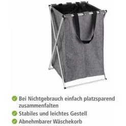 WENKO Panier à Linge Uno, Panier à Linge Sale Avec Poignée De Transport, Capacité 52L, Cadre Aluminium - Tissu Polyester, 35x57x38 Cm, Gris Chiné 9 WENKO Panier à Linge Uno, Panier à Linge Sale Avec Poignée De Transport, Capacité 52L, Cadre Aluminium - Tissu Polyester, 35x57x38 Cm, Gris Chiné -WENKO Soldes 16528018 3