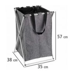 WENKO Panier à Linge Uno, Panier à Linge Sale Avec Poignée De Transport, Capacité 52L, Cadre Aluminium - Tissu Polyester, 35x57x38 Cm, Gris Chiné 10 WENKO Panier à Linge Uno, Panier à Linge Sale Avec Poignée De Transport, Capacité 52L, Cadre Aluminium - Tissu Polyester, 35x57x38 Cm, Gris Chiné -WENKO Soldes 16528018 4