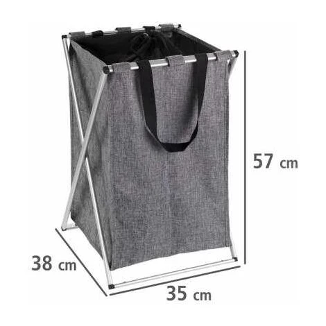 WENKO Panier à Linge Uno, Panier à Linge Sale Avec Poignée De Transport, Capacité 52L, Cadre Aluminium - Tissu Polyester, 35x57x38 Cm, Gris Chiné 6 WENKO Panier à Linge Uno, Panier à Linge Sale Avec Poignée De Transport, Capacité 52L, Cadre Aluminium - Tissu Polyester, 35x57x38 Cm, Gris Chiné – Image 4