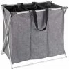 WENKO Panier à Linge Trio, Panier à Linge 3 Compartiments Avec Poignée De Transport, Capacité 130L, Cadre Aluminium - Tissu Polyester, 63x57x38, Gris Chiné -WENKO Soldes 16528028 1