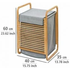 WENKO Panier à Linge Bahari, Coffre à Linge Design Avec Cadre En Bambou, Capacité 43L, Bambou - Polyester, 40x60x35 Cm, Marron - Gris 9 WENKO Panier à Linge Bahari, Coffre à Linge Design Avec Cadre En Bambou, Capacité 43L, Bambou - Polyester, 40x60x35 Cm, Marron - Gris -WENKO Soldes 16528034 3
