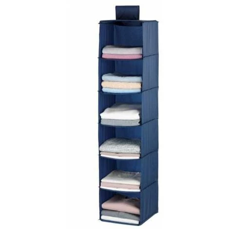 WENKO Rangement Penderie à Suspendre Business, Penderie Tissus Avec 6 Compartiments De Rangement à Suspendre Au Portant à Vêtement, Polypropylène, 30x120x30 Cm, Bleu 3 WENKO Rangement Penderie à Suspendre Business, Penderie Tissus Avec 6 Compartiments De Rangement à Suspendre Au Portant à Vêtement, Polypropylène, 30x120x30 Cm, Bleu