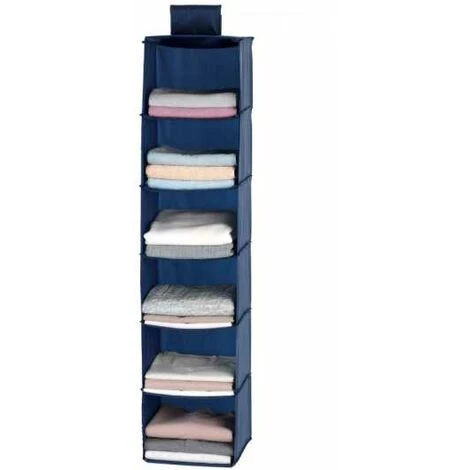 WENKO Rangement Penderie à Suspendre Business, Penderie Tissus Avec 6 Compartiments De Rangement à Suspendre Au Portant à Vêtement, Polypropylène, 30x120x30 Cm, Bleu 4 WENKO Rangement Penderie à Suspendre Business, Penderie Tissus Avec 6 Compartiments De Rangement à Suspendre Au Portant à Vêtement, Polypropylène, 30x120x30 Cm, Bleu – Image 2