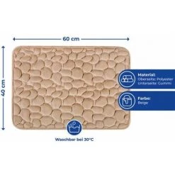 WENKO Tapis Salle De Bain Doux, Tapis De Bain Antidérapant, 100% Polyester Lavable En Machine, 60 X 40 Cm, Beige -WENKO Soldes 16528238 3