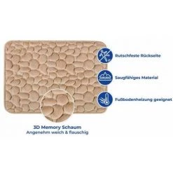 WENKO Tapis Salle De Bain Doux, Tapis De Bain Antidérapant, 100% Polyester Lavable En Machine, 60 X 40 Cm, Beige -WENKO Soldes 16528238 4