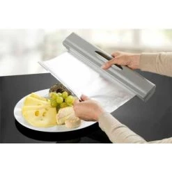 WENKO Distributeur Film Alimentaire, Distributeur Papier Aluminium, Perfect Cutter, Lame Acier Inox, Plastique, 38x5,2x6,7 Cm, Gris -WENKO Soldes 16528300 3