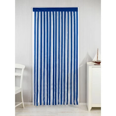 WENKO Rideau De Porte Bleu-blanc, Rideau De Porte Interieur, Fixation Sans Perçage, Facile D'entretien Et Lavable, Polyester, 90x200 Cm, Bleu - Blanc 3 WENKO Rideau De Porte Bleu-blanc, Rideau De Porte Interieur, Fixation Sans Perçage, Facile D'entretien Et Lavable, Polyester, 90x200 Cm, Bleu - Blanc
