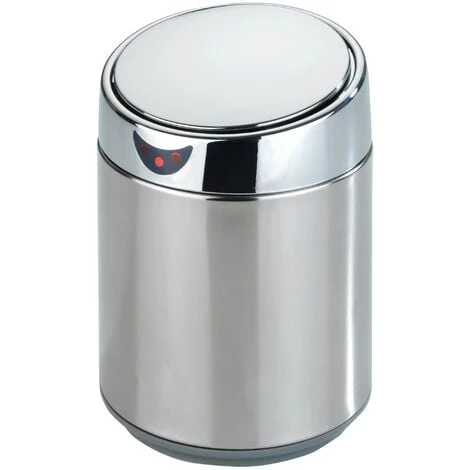 WENKO Mini Poubelle De Table Senso, Petite Poubelle Avec Capteur Infrarouge, Ouverture Automatique Sans Contact, Capacité 0,8L, Acier Inox - Intérieur Plastique, 12,5x18,x12,5 Cm, Chromé 3 WENKO Mini Poubelle De Table Senso, Petite Poubelle Avec Capteur Infrarouge, Ouverture Automatique Sans Contact, Capacité 0,8L, Acier Inox - Intérieur Plastique, 12,5x18,x12,5 Cm, Chromé