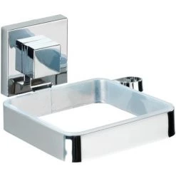 WENKO Porte Sèche-cheveux Mural Quadro, Support Sèche Cheveux Mural Vacuum-Loc® Fixation Sans Perçage Repositionnable & Amovible Sans Résidus, Acier Inox, 14x7,5x13,5 Cm, Brillant