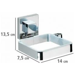 WENKO Porte Sèche-cheveux Mural Quadro, Support Sèche Cheveux Mural Vacuum-Loc® Fixation Sans Perçage Repositionnable & Amovible Sans Résidus, Acier Inox, 14x7,5x13,5 Cm, Brillant -WENKO Soldes 16548331 5