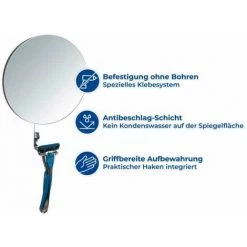 WENKO Miroir Anti Buée, Miroir Cosmétique Turbo-Loc® Fixation Sans Perçage, Acier Inox, 17x23x4 Cm, Brillant -WENKO Soldes 16548332 3