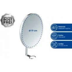 WENKO Miroir Anti Buée, Miroir Cosmétique Turbo-Loc® Fixation Sans Perçage, Acier Inox, 17x23x4 Cm, Brillant -WENKO Soldes 16548332 4