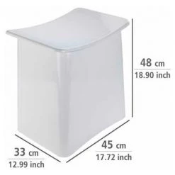 WENKO Tabouret Panier à Linge Wing, Panier à Linge Sale Avec Sac à Linge Amovible, Charge 120kg, Capacité 33L, Plastique, 45x48x33 Cm, Blanc -WENKO Soldes 16548338 4