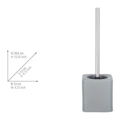 WENKO Porte Brosse WC Hexa, Brosse WC Silicone Noire, Céramique, 12x39,5x12 Cm, Gris 5 WENKO Porte Brosse WC Hexa, Brosse WC Silicone Noire, Céramique, 12x39,5x12 Cm, Gris – Image 3