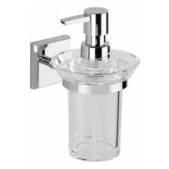 WENKO Distributeur De Savon Liquide Mural Laceno Fixation Sans Perçage Power-Loc®, Capacité 170 Ml, Plastique, 10x17x12,5 Cm, Chromé