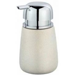 WENKO Distributeur Savon Liquide Glimma, Capacité 330 Ml, Céramique Effet Paillette, 9,5x15x8,5 Cm, Doré