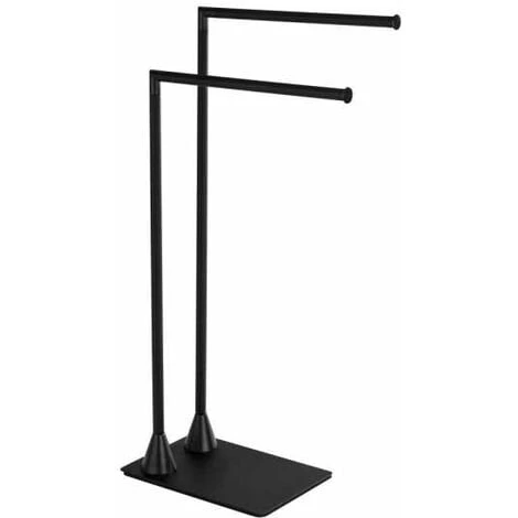 WENKO Porte Serviette Salle De Bain Sur Pied Hella, Porte Serviette Noir, Acier, 43,5x78,5x20 Cm, Noir Mat 3 WENKO Porte Serviette Salle De Bain Sur Pied Hella, Porte Serviette Noir, Acier, 43,5x78,5x20 Cm, Noir Mat