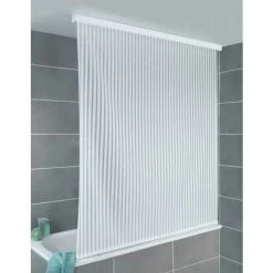 WENKO Store De Douche, Rideau De Douche Déroulant, Fixation Plafond, Matériel De Fixation Inclus, Aluminium - Plastique Recyclé Et Recyclable PEVA, 132x240x5 Cm, Blanc -WENKO Soldes 16548363 5
