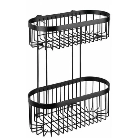 WENKO Etagère De Douche Classic Plus, 2 Paniers De Douche, Fixation Murale, Acier Antirouille, 26,5x33x14,5 Cm, Noir 3 WENKO Etagère De Douche Classic Plus, 2 Paniers De Douche, Fixation Murale, Acier Antirouille, 26,5x33x14,5 Cm, Noir