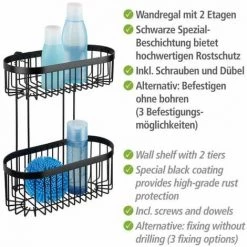 WENKO Etagère De Douche Classic Plus, 2 Paniers De Douche, Fixation Murale, Acier Antirouille, 26,5x33x14,5 Cm, Noir 10 WENKO Etagère De Douche Classic Plus, 2 Paniers De Douche, Fixation Murale, Acier Antirouille, 26,5x33x14,5 Cm, Noir -WENKO Soldes 16548364 4