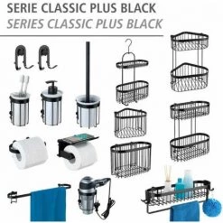 WENKO Etagère De Douche à Suspendre Classic Plus, Panier De Douche à Suspendre 2 Niveaux, Acier Antirouille, 26,5x47x12,5 Cm, Noir -WENKO Soldes 16548365 5