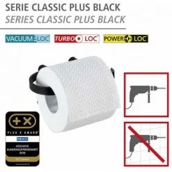 WENKO Dérouleur Papier Toilette Mural Classic Plus, Porte Papier Toilette Mural, Acier Antirouille, 15x7,5x10 Cm, Noir -WENKO Soldes 16548366 2