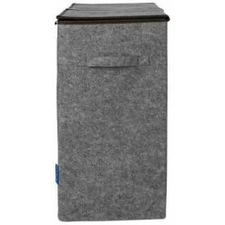 WENKO Panier à Linge 2 Compartiments, Panier à Linge Sale Avec Couvercle, Capacité 82L, Polyester Effet Feutre, 52x54x28 Cm, Gris - Marron -WENKO Soldes 16548372 4