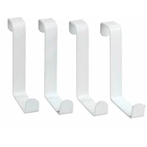 WENKO Crochet De Porte, Patère De Porte à Suspendre, Pour La Cuisine Et Salle De Bain, Fixation Sans Perçage, Lot De 4, Acier, 7,6x1,2x6 Cm, Blanc Mat 3 WENKO Crochet De Porte, Patère De Porte à Suspendre, Pour La Cuisine Et Salle De Bain, Fixation Sans Perçage, Lot De 4, Acier, 7,6x1,2x6 Cm, Blanc Mat