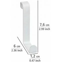 WENKO Crochet De Porte, Patère De Porte à Suspendre, Pour La Cuisine Et Salle De Bain, Fixation Sans Perçage, Lot De 4, Acier, 7,6x1,2x6 Cm, Blanc Mat 10 WENKO Crochet De Porte, Patère De Porte à Suspendre, Pour La Cuisine Et Salle De Bain, Fixation Sans Perçage, Lot De 4, Acier, 7,6x1,2x6 Cm, Blanc Mat -WENKO Soldes 16636187 4