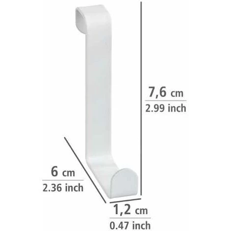 WENKO Crochet De Porte, Patère De Porte à Suspendre, Pour La Cuisine Et Salle De Bain, Fixation Sans Perçage, Lot De 4, Acier, 7,6x1,2x6 Cm, Blanc Mat 6 WENKO Crochet De Porte, Patère De Porte à Suspendre, Pour La Cuisine Et Salle De Bain, Fixation Sans Perçage, Lot De 4, Acier, 7,6x1,2x6 Cm, Blanc Mat – Image 4