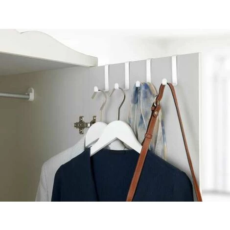 WENKO Crochet De Porte, Patère De Porte à Suspendre, Pour La Cuisine Et Salle De Bain, Fixation Sans Perçage, Lot De 4, Acier, 7,6x1,2x6 Cm, Blanc Mat 7 WENKO Crochet De Porte, Patère De Porte à Suspendre, Pour La Cuisine Et Salle De Bain, Fixation Sans Perçage, Lot De 4, Acier, 7,6x1,2x6 Cm, Blanc Mat – Image 5