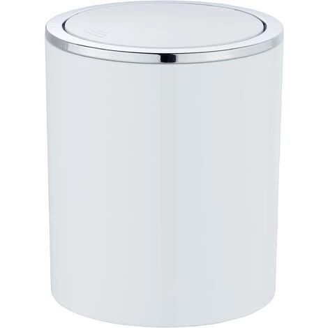 WENKO Mini Poubelle Salle De Bain Inca, Poubelle à Couvercle Basculant, Capacité 2L, Plastique Haut De Gamme, Ø 14 X 16,8 Cm, Blanc 3 WENKO Mini Poubelle Salle De Bain Inca, Poubelle à Couvercle Basculant, Capacité 2L, Plastique Haut De Gamme, Ø 14 X 16,8 Cm, Blanc