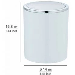 WENKO Mini Poubelle Salle De Bain Inca, Poubelle à Couvercle Basculant, Capacité 2L, Plastique Haut De Gamme, Ø 14 X 16,8 Cm, Blanc 10 WENKO Mini Poubelle Salle De Bain Inca, Poubelle à Couvercle Basculant, Capacité 2L, Plastique Haut De Gamme, Ø 14 X 16,8 Cm, Blanc -WENKO Soldes 16636189 4